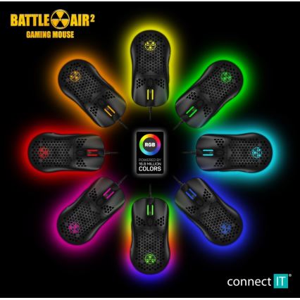 CONNECT IT CMO-5511-BK - Langallinen LED RGB -pelihiiri 200-12800 DPI musta