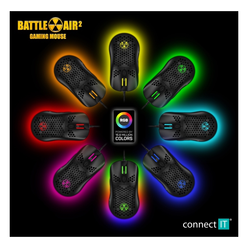 CONNECT IT CMO-5511-BK - Langallinen LED RGB -pelihiiri 200-12800 DPI musta