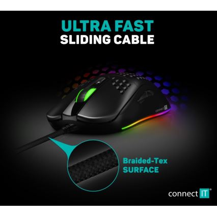 CONNECT IT CMO-5511-BK - Langallinen LED RGB -pelihiiri 200-12800 DPI musta