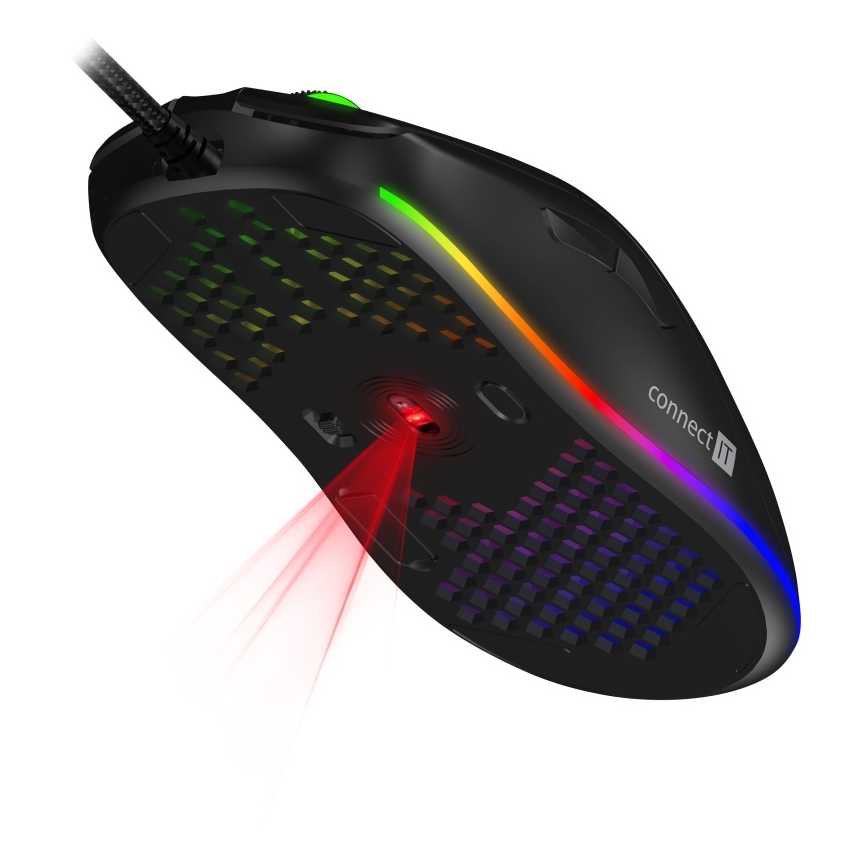 CONNECT IT CMO-5511-BK - Langallinen LED RGB -pelihiiri 200-12800 DPI musta