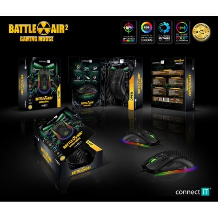 CONNECT IT CMO-5511-BK - Langallinen LED RGB -pelihiiri 200-12800 DPI musta