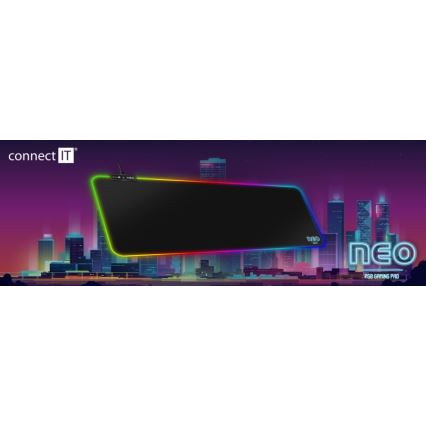 CONNECT IT CMP-3100-LG - LED RGB Pelinäppäimistö ja hiirimatto 80x30 cm musta