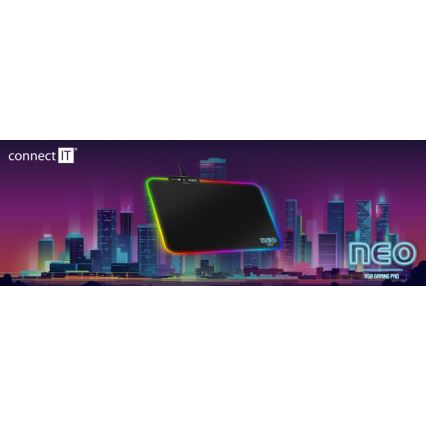 CONNECT IT CMP-3100-SM - LED RGB Pelialusta hiirelle 32x24,5 cm musta