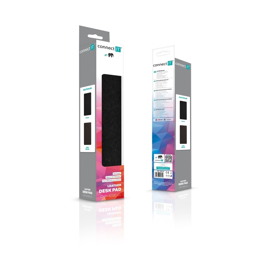 CONNECT IT CMP-4030-LG - Kaksipuolinen näppäimistön ja hiiren alusta 90×40 cm musta/ruskea