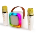 CONNECT IT CSP-1010-BG - LED RGB-kaiutin langattomilla 2Mic-mikrofoneilla 5W/1200 mAh + 2x 400 mAh kerma/kultainen