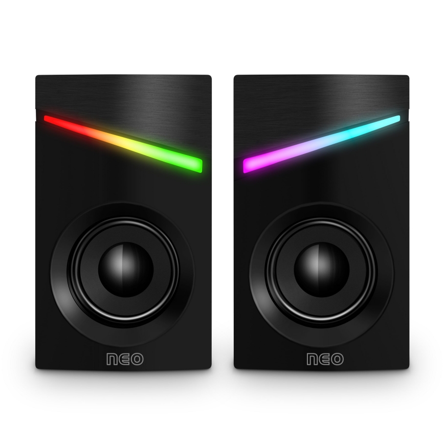 CONNECT IT CSP-1100-BK - SETTI 2x LED RGB Pelaaminen kaiutin 6W/5V musta