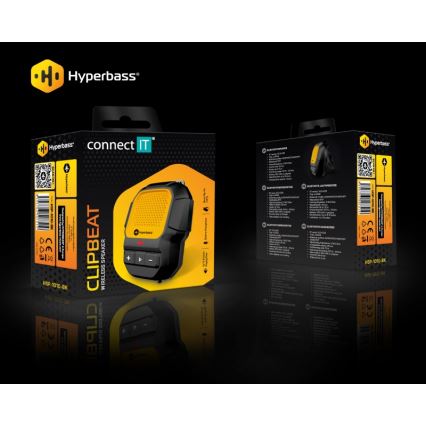 CONNECT IT HSP-1010-BK - Langaton kaiutin mikrofonilla ClipBEAT 2W/5V 560 mAh IPX7 musta/keltainen