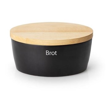 Continenta C3731 - Kannellinen leipälaatikko 27x20 cm, musta/kumipuu
