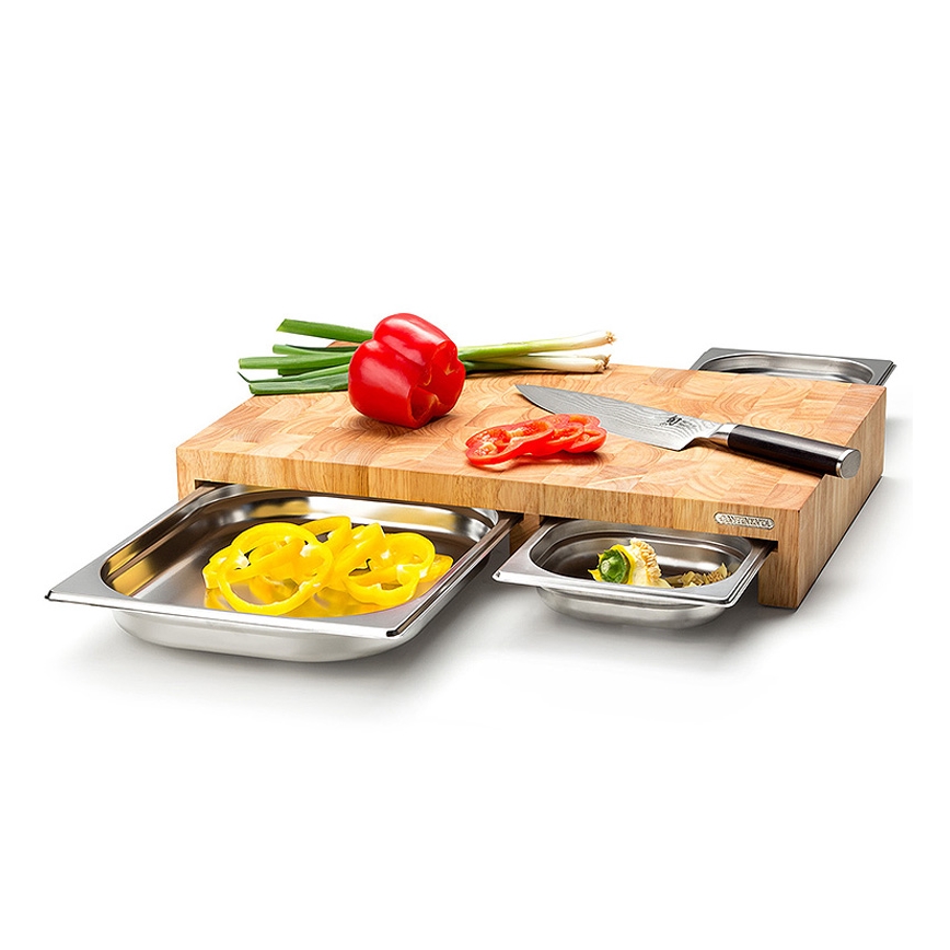 Continenta C4028 - SETTI 1x keittiön leikkuulauta 50x32,5 cm + 3x kulho kumi viikuna