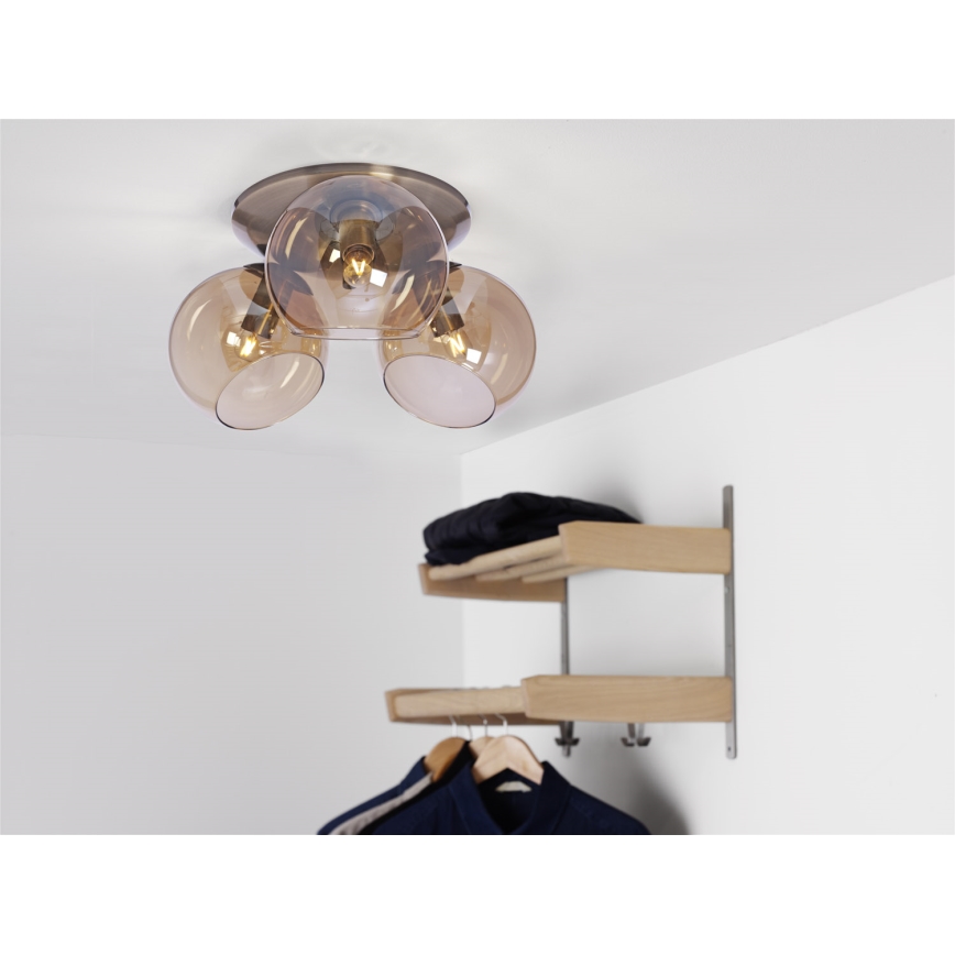 Cottex - Kattovalaisin CAPELLA 3xE14/40W/230V, halkaisija 37 cm, savunharmaa/ruskea