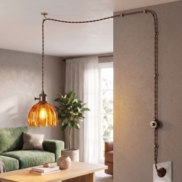 Cottex - Pistokkeellinen riippuvalaisin NORA 1xE14/5W/230V ruskea