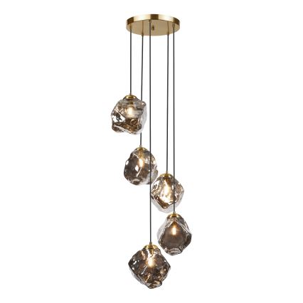 CRISTAL-riippuvalaisin kaapelilla, 5xE14/15W/230V, messinki/savunmusta