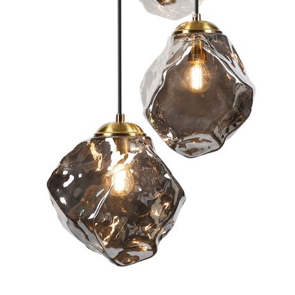 CRISTAL-riippuvalaisin kaapelilla, 5xE14/15W/230V, messinki/savunmusta