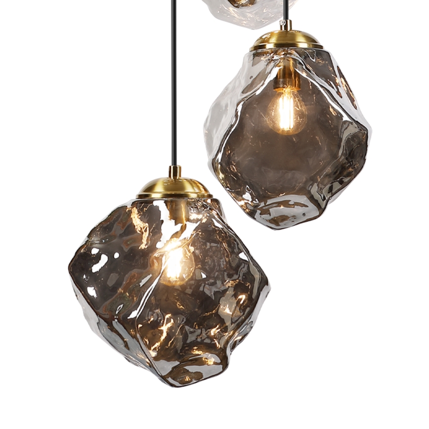CRISTAL-riippuvalaisin kaapelilla, 5xE14/15W/230V, messinki/savunmusta