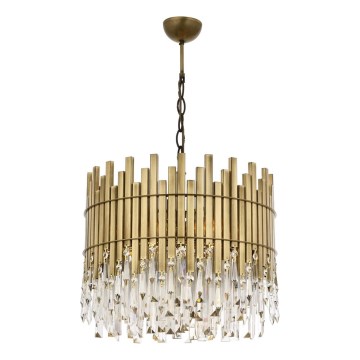 CRYSTALLINE kattokruunu ketjulla, 6xE27/40W/230V, Ø 40 cm, messinki