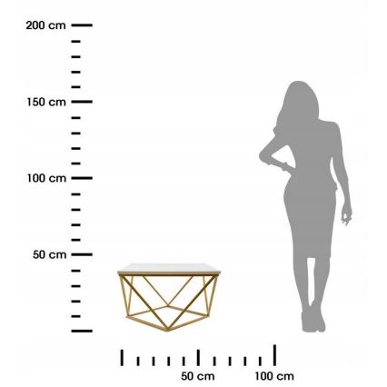 Sohvapöytä CURVED 62x62 cm kulta/valkoinen