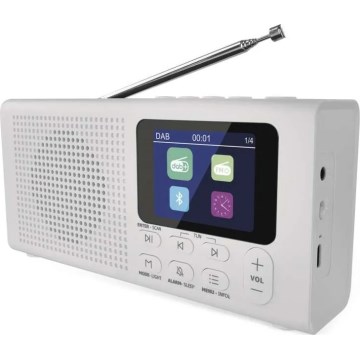 DAB DAB+ FM-radio 3W/5V/4xAA valkoinen