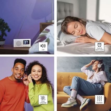 DAB DAB+ FM-radio 3W/5V/4xAA valkoinen