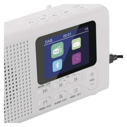 DAB DAB+ FM-radio 3W/5V/4xAA valkoinen
