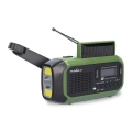 DAB+/FM-radio veivillä, aurinkopaneelilla ja LED-valolla, 5V/2500 mAh, vihreä/musta