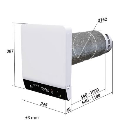 Dalap 25BP160 - Huonekohtainen lämmöntalteenotto BRISE 160 PROFI 22W/230V Wi-Fi + kaukosäädin