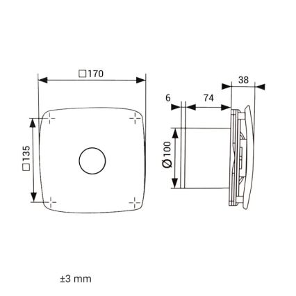 Dalap 41093zw - Aksiaalinen poistoilmapuhallin ajastimella 100 ONYX ZW 14W/230V