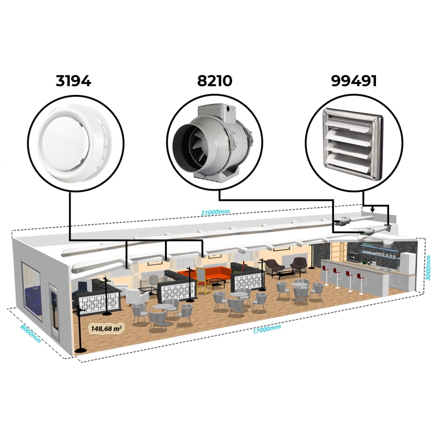 Dalap 8210 - Aksiaalipuhallin AP PROFI 150 50W/230V