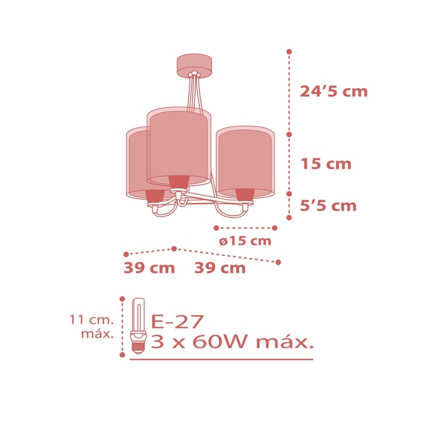 Dalber 41007S - Lasten kattokruunu DOTS 3xE27/60W/230V