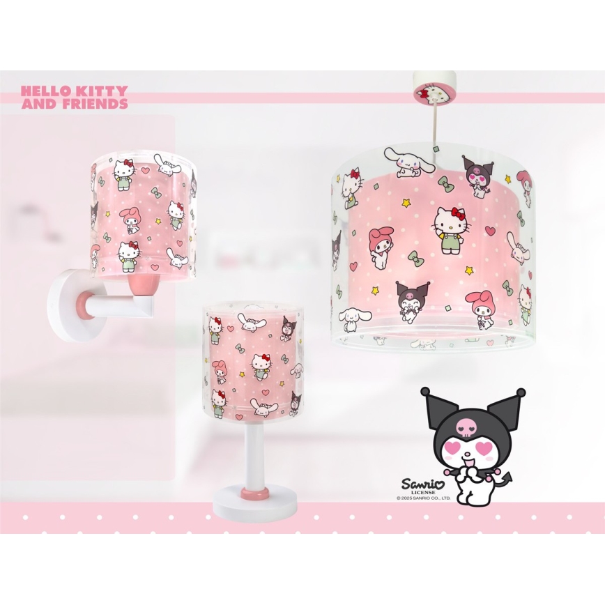 Dalber 41252 - Lasten riippuvalaisin HELLO KITTY&FRIENDS 1xE27/15W/230V vaaleanpunainen