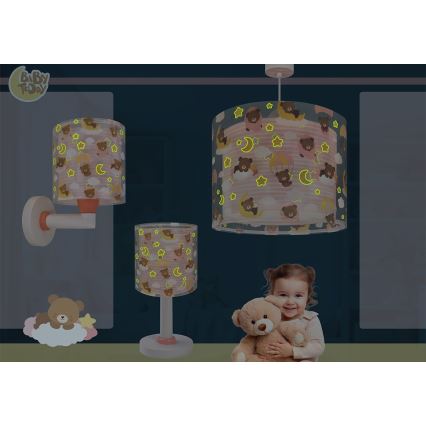 Dalber 41572S - Lasten kattovalaisin BABY TEDDY 1xE27/15W/230V vaaleanpunainen