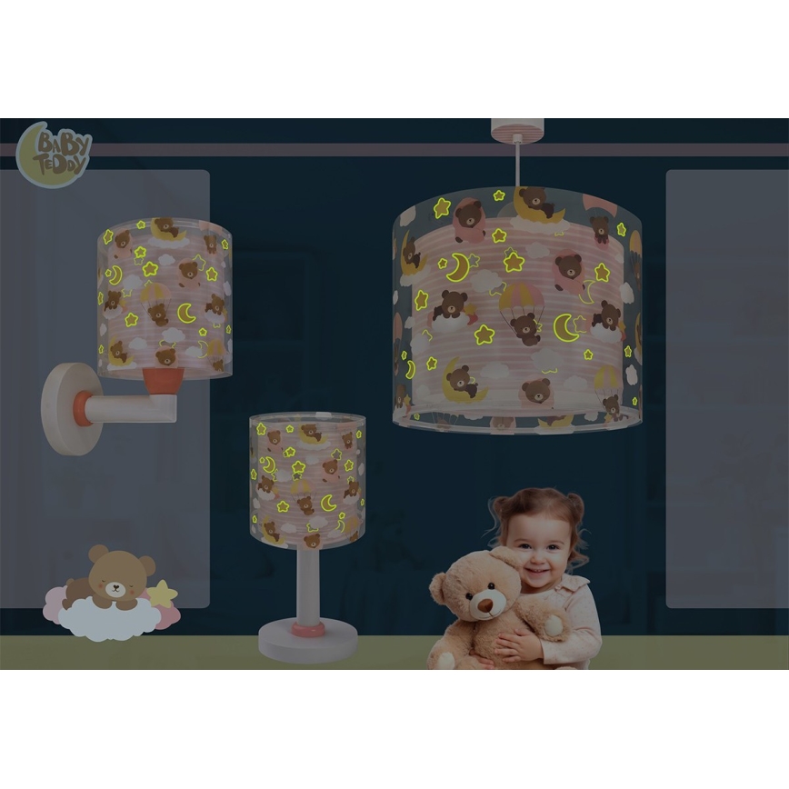 Dalber 41572S - Lasten kattovalaisin BABY TEDDY 1xE27/15W/230V vaaleanpunainen