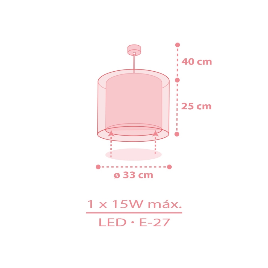 Dalber 41572S - Lasten kattovalaisin BABY TEDDY 1xE27/15W/230V vaaleanpunainen