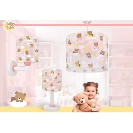 Dalber 41579S - Lasten seinävalaisin BABY TEDDY 1xE27/15W/230V vaaleanpunainen