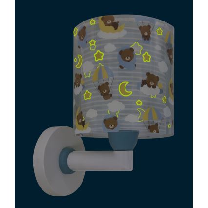 Dalber 41579T - Lasten seinävalaisin BABY TEDDY 1xE27/15W/230V sininen