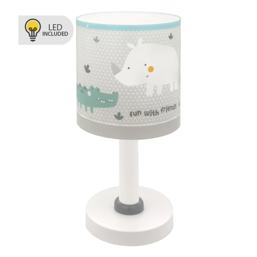 Dalber 60621N - LED lasten pöytävalaisin RHINO&CROCO 1xG4/4W/230V harmaa