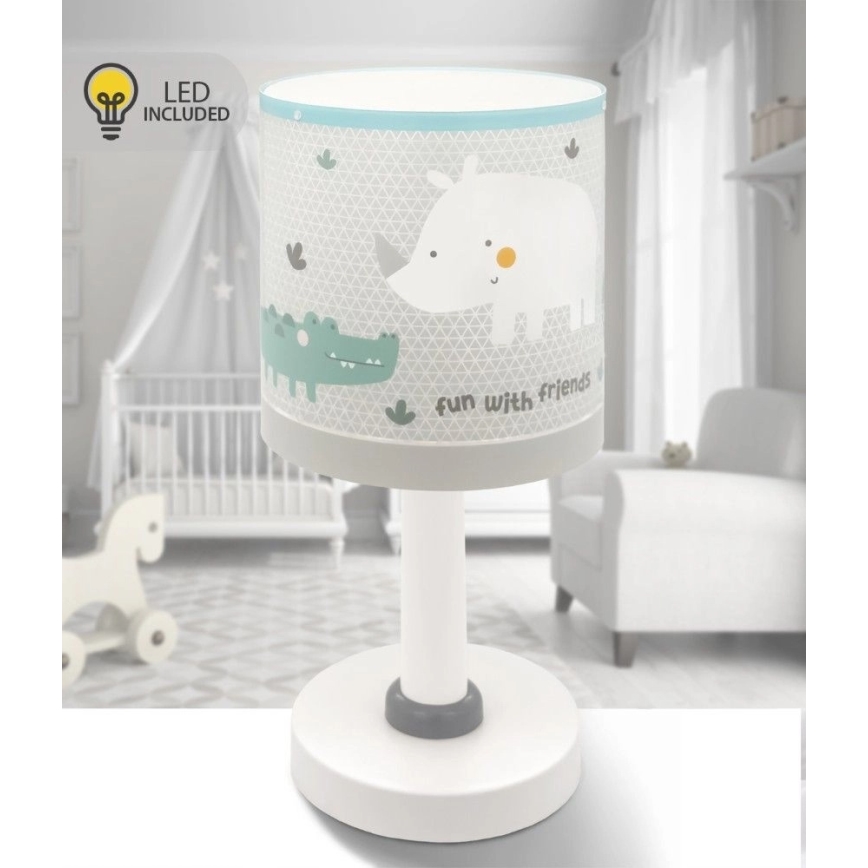 Dalber 60621N - LED lasten pöytävalaisin RHINO&CROCO 1xG4/4W/230V harmaa