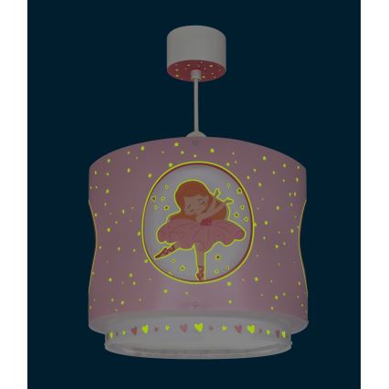Dalber 60912 - Lasten kattovalaisin PRINCESS DANCE 1xE27/15W/230V vaaleanpunainen