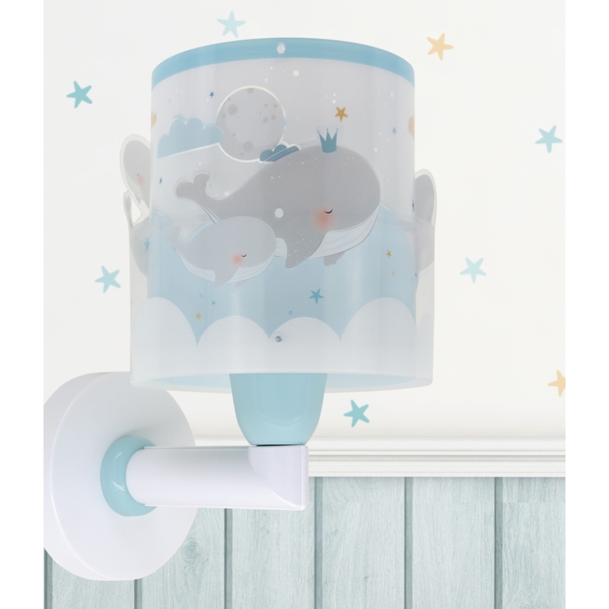Dalber 61179T - Lasten seinävalaisin WHALE DREAMS 1xE27/15W/230V sininen