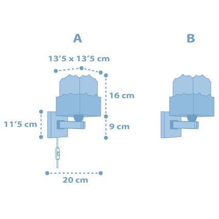 Dalber 63169T - Lasten seinävalo PANDA 1xE27/60W/230V sininen