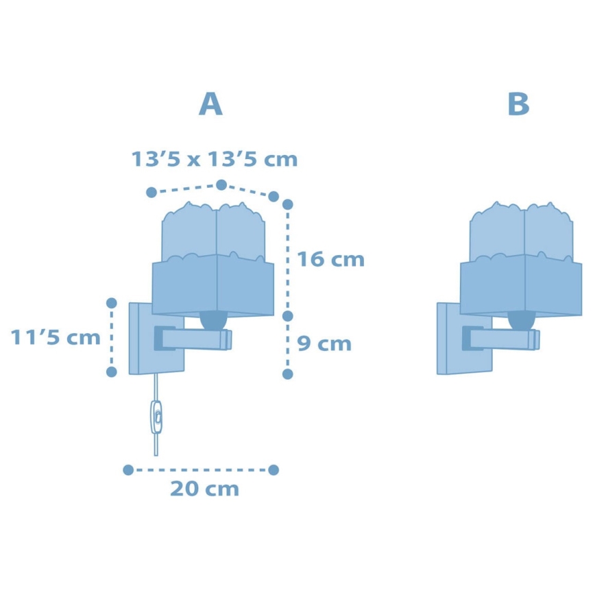 Dalber 63169T - Lasten seinävalo PANDA 1xE27/60W/230V sininen