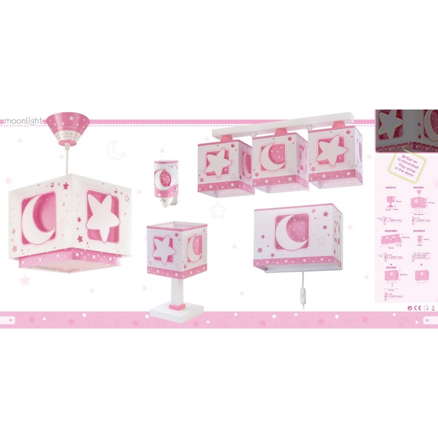 Dalber 63232S - Lasten riipuskattokruunu narulla MOON LIGHT 1xE27/60W/230V
