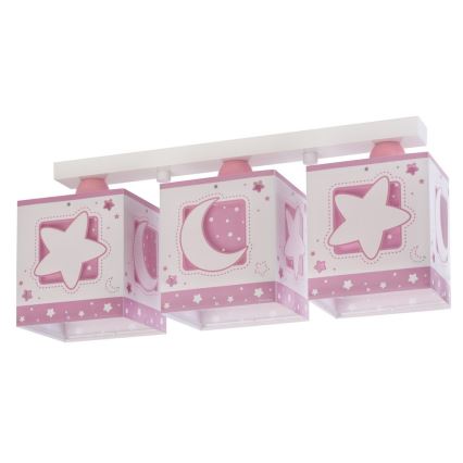 Dalber 63233NS - Lasten kattovalaisin MOON LIGHT 3xE27/60W/230V vaaleanpunainen