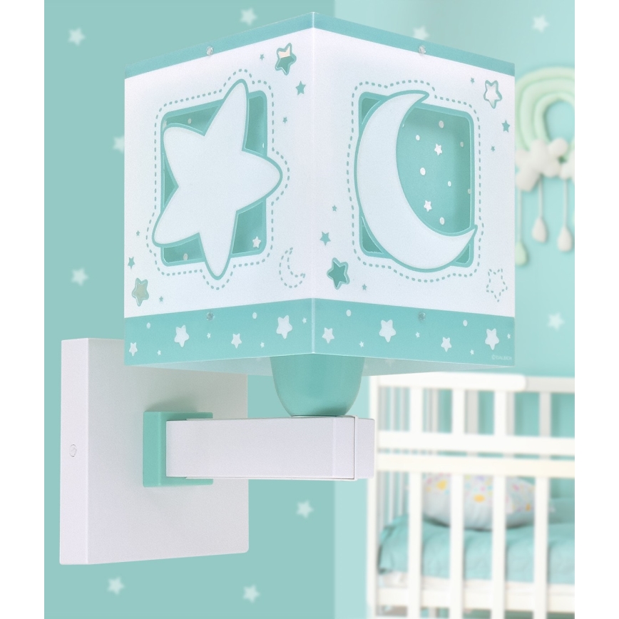 Dalber 63239H - Lasten seinävalaisin MOONLIGHT 1xE27/15W/230V vihreä