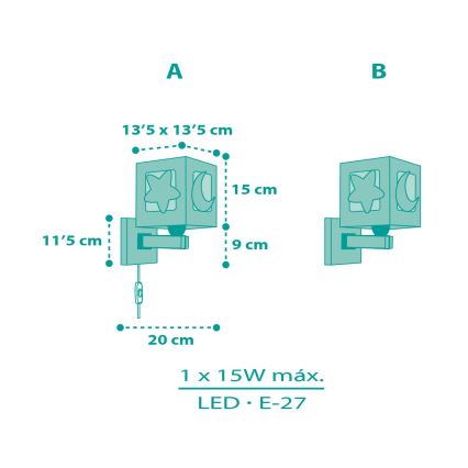 Dalber 63239H - Lasten seinävalaisin MOONLIGHT 1xE27/15W/230V vihreä