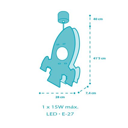 Dalber 63357 - Lasten kattokruunu ROCKET 1xE27/15W/230V