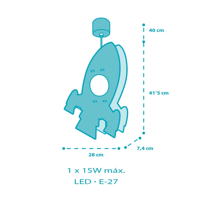 Dalber 63357 - Lasten kattokruunu ROCKET 1xE27/15W/230V