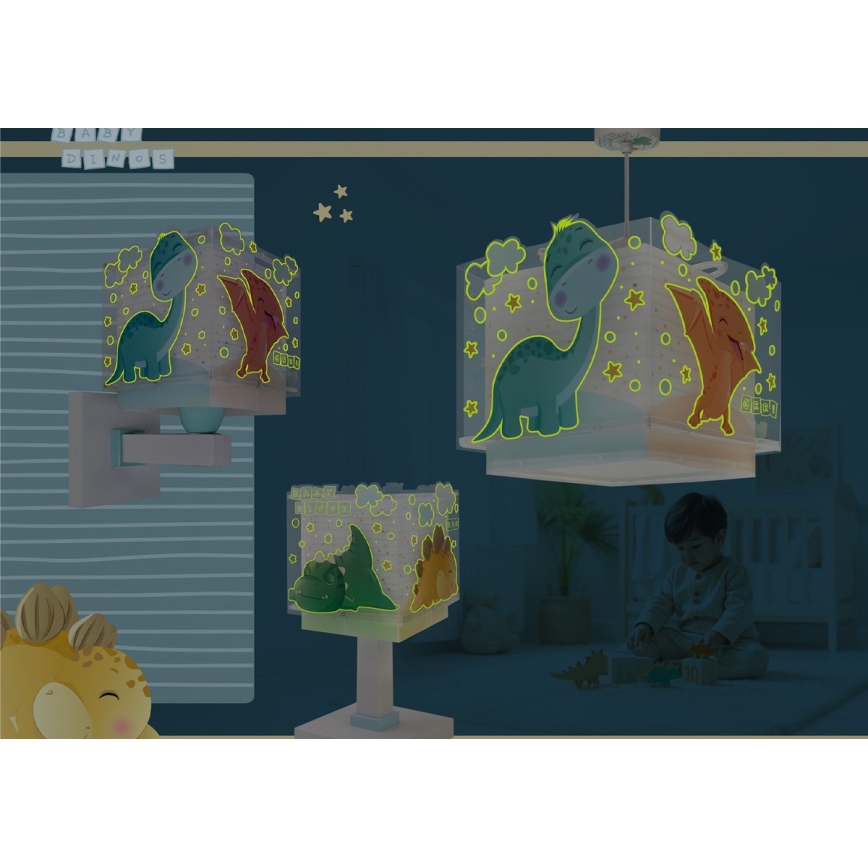 Dalber 63452 - Lasten kattovalaisin BABY DINOS 1xE27/15W/230V monivärinen