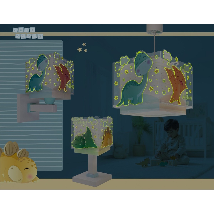 Dalber 63459 - Värikäs lasten seinävalaisin BABY DINOS 1xE27/15W/230V