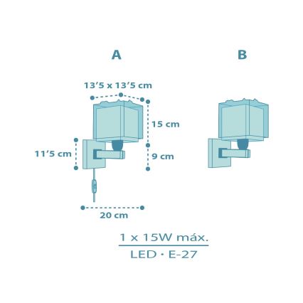Dalber 63459 - Värikäs lasten seinävalaisin BABY DINOS 1xE27/15W/230V