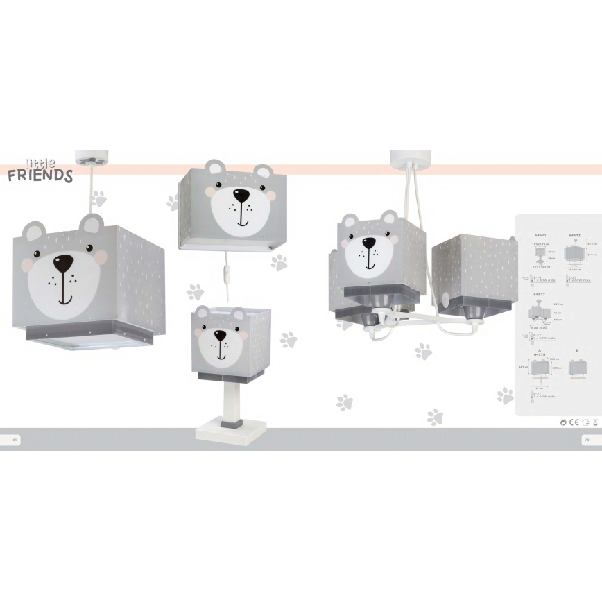 Dalber 64572 - Lasten kattokruunu LITTLE TEDDY 1xE27/60W/230V